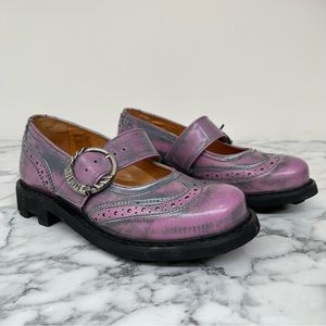John Fluevog Angela Acid Purple Leather 7th Heaven Angel Soles Mary Jane Shoes 7